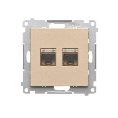Simon 55 Gniazdo komputerowe podwójne RJ45 kategoria 6 ekranowane z przesłoną przeciwkurzową Szampański mat T62E.01/144 KONTAKT (T62E.01/144)