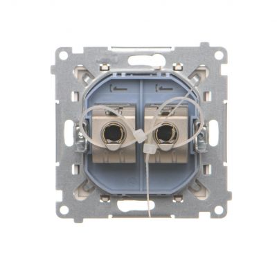 Simon 55 Gniazdo komputerowe podwójne RJ45 kategoria 6 ekranowane z przesłoną przeciwkurzową Szampański mat T62E.01/144 KONTAKT (T62E.01/144)