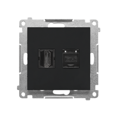 Simon 55 Gniazdo HDMI + RJ45 kat.6 Czarny mat TGHRJ45.01/149 KONTAKT (TGHRJ45.01/149)