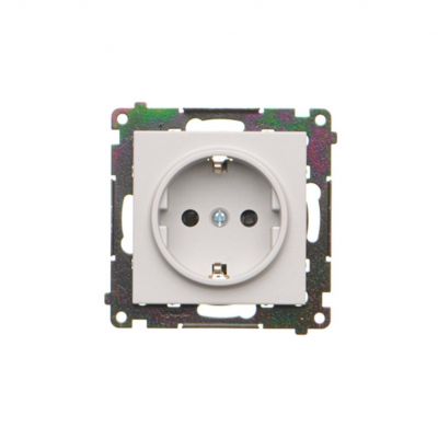 Simon 55 Gniazdo Schuko z przesłonami szybkozłączka Jasnoszary mat TGSZ1CZ.01/114 KONTAKT (TGSZ1CZ.01/114)