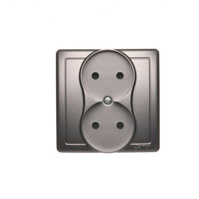 Simon Basic Gniazdo wtyczkowe bez uziemienia podwójne monoblok 16A 250V zaciski śrubowe stal inox *Kompletne - nie do ramek BMG2/21 KONTAKT (BMG2/21)