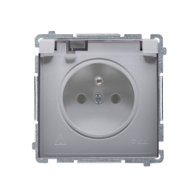 Simon Basic Gniazdo wtyczkowe z uziemieniem z przesł. torów prądowych bryzgoszczelne IP44 16A 250V zaciski śrubowe klapka transp. stal inox BMGZ1BZ.01/21A BMGZ1Bz.01/21a KONTAKT (BMGZ1Bz.01/21a)