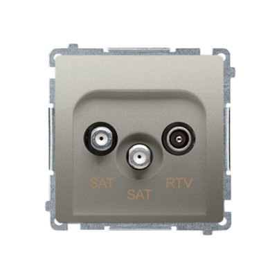 Simon Basic Gniazdo antenowe satelitarne podwójne końcowe SAT-SAT-RTV . 2xwejście: SAT: 5–2400 MHz RTV: 5–862 MHz satynowy BMZAR+SAT3.1-P2.01/29 KONTAKT (BMZAR+SAT3.1-P2.01/29)