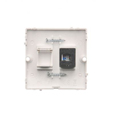 Simon Basic Gniazdo komputerowe RJ45 pojedyncze kategoria 5e . Montaż gniazda na wkręty do puszki biały BMF51.02/11 KONTAKT (BMF51.02/11)
