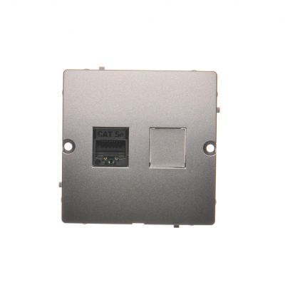 Simon Basic Gniazdo komputerowe RJ45 pojedyncze kategoria 5e . Montaż gniazda na wkręty do puszki stal inox BMF51.02/21 KONTAKT (BMF51.02/21)