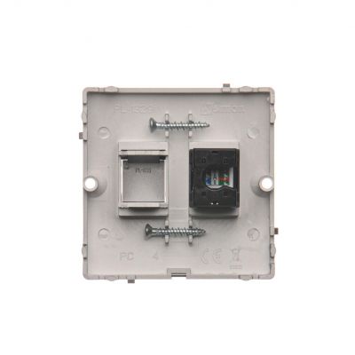 Simon Basic Gniazdo komputerowe RJ45 pojedyncze kategoria 5e . Montaż gniazda na wkręty do puszki stal inox BMF51.02/21 KONTAKT (BMF51.02/21)