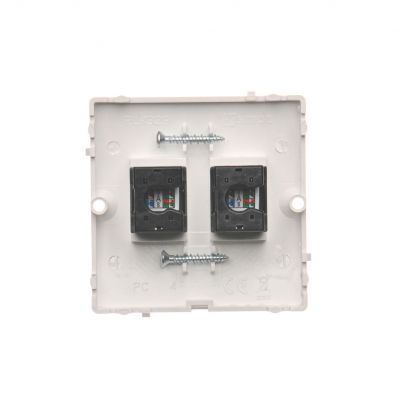 Simon Basic Gniazdo komputerowe RJ45 podwójne kategoria 5e . Montaż gniazda na wkręty do puszki biały BMF52.02/11 KONTAKT (BMF52.02/11)