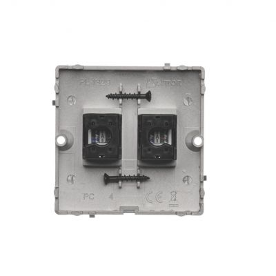 Simon Basic Gniazdo komputerowe RJ45 podwójne kategoria 5e . Montaż gniazda na wkręty do puszki satynowy BMF52.02/29 KONTAKT (BMF52.02/29)