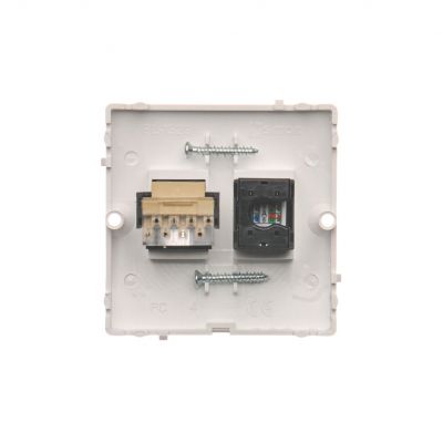 Simon Basic Gniazdo komputerowe RJ45 kat.5e + telefoniczne RJ11 . Montaż gniazda na wkręty do puszki biały BMF5T.02/11 KONTAKT (BMF5T.02/11)