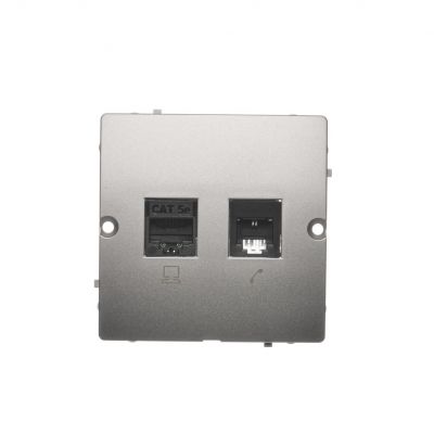 Simon Basic Gniazdo komputerowe RJ45 kat.5e + telefoniczne RJ11 . Montaż gniazda na wkręty do puszki satynowy BMF5T.02/29 KONTAKT (BMF5T.02/29)