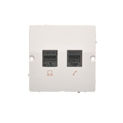 Simon Basic Gniazdo komputerowe RJ45 kat.5e + telefoniczne RJ12 . Montaż gniazda na wkręty do puszki biały BM5T.02/11 KONTAKT (BM5T.02/11)