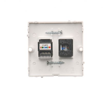 Simon Basic Gniazdo komputerowe RJ45 kat.5e + telefoniczne RJ12 . Montaż gniazda na wkręty do puszki biały BM5T.02/11 KONTAKT (BM5T.02/11)