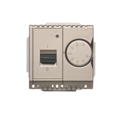 Simon Basic Regulator temperatury z czujnikiem wewnętrznym 16A 230V. Montaż gniazda na wkręty do puszki satynowy BMRT10W.02/29 BMRT10w.02/29 KONTAKT (BMRT10w.02/29)