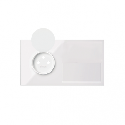 Simon 100 Panel 2-krotny IP44: 1 gniazdo + 1 klawisze biały 10020192-130 KONTAKT (10020192-130)