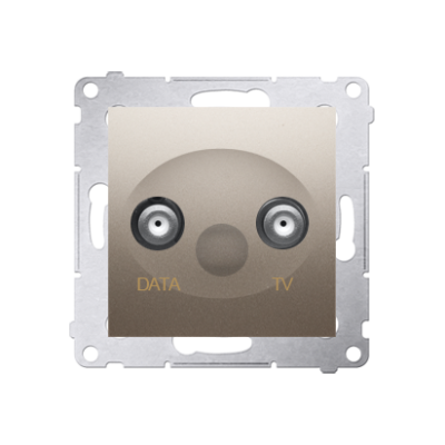 Simon 54 Gniazdo TV-DATA. Dwa porty wyjściowe typu "F" . Częstotliwość dla wejścia 5-1000 MHz złoty mat DAD1.01/44 KONTAKT (DAD1.01/44)