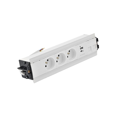 SIMON 480 TS48-530E30BK0-33 Indesk 3 gn. typ E + ładow. USB A+C i płytka dla 2 złączy RJ45 keystone; 48530E30BK00000-33 KONTAKT (48530E30BK00000-33)