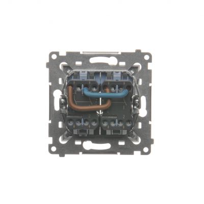 Simon 54 Łącznik dwubiegunowy podwójny 16A 250V zaciski śrubowe srebrny mat DW22A.01/43 KONTAKT (DW22A.01/43)