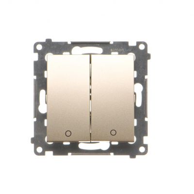 Simon 54 Łącznik dwubiegunowy podwójny 16A 250V zaciski śrubowe złoty mat DW22A.01/44 KONTAKT (DW22A.01/44)