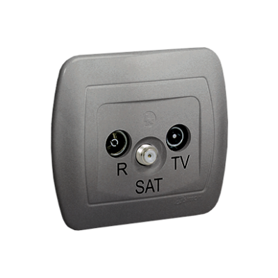 Simon Akord Gniazdo antenowe R-TV-SAT przelotowe aluminiowy AASP/26 KONTAKT (AASP/26)