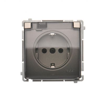 Simon Basic Gniazdo wtyczkowe Schuko do wersji IP44 z przesłonami 16A 250Vzaciski śrubowe satynowy. Klapka transparentna BMGSZ1BZ.01/29A KONTAKT (BMGSZ1BZ.01/29A)