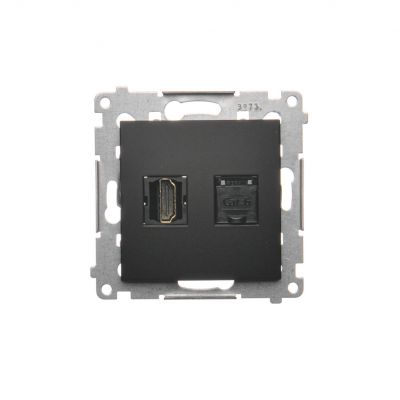 Simon 54 Gniazdo HDMI + RJ45 kat.6. czarny DGHRJ45.01/49 KONTAKT (DGHRJ45.01/49)