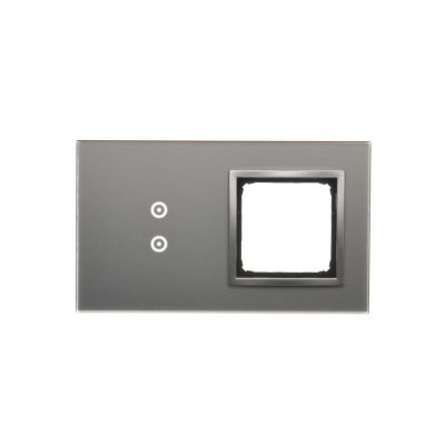Simon 54 Touch Panel dotykowy S54 Touch 2 moduły 2 pola dotykowe pionowe + 1 otwór na osprzęt S54 srebrna mgła DSTR230/71 KONTAKT (DSTR230/71)