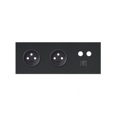 Simon 100 Panel 3-krotny: 2 gniazda + 1 TV + 1 RJ45 czarny mat 10020316-238 KONTAKT (10020316-238)