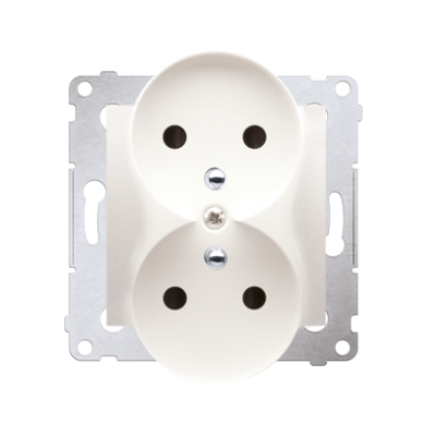 Simon 54 Nature Gniazdo wtyczkowe z uziemieniem z przesłonami podwójne do ramek NATURE 16A 250V zaciski śrubowe kremowy DGZ2MZN.01/41 KONTAKT (DGZ2MZN.01/41)