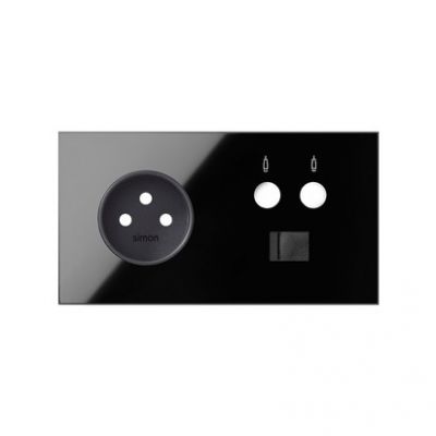 Simon 100 Panel 2-krotny: 1 gniazdo + 1 TV + 1 RJ45 czarny 10020226-138 KONTAKT (10020226-138)