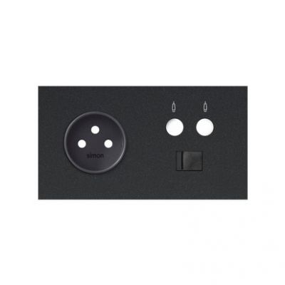 Simon 100 Panel 2-krotny: 1 gniazdo + 1 TV + 1 RJ45 czarny mat 10020226-238 KONTAKT (10020226-238)