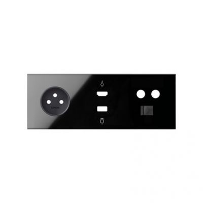 Simon 100 Panel 3-krotny: 1 gniazdo + 1 HDMI + 1 USB + 1 TV + 1 RJ45 czarny 10020317-138 KONTAKT (10020317-138)