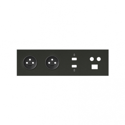 Simon 100 Panel 4-krotny: 2 gniazda + HDMI + USB + TV/SAT+ RJ45 czarny mat 10020406-238 KONTAKT (10020406-238)