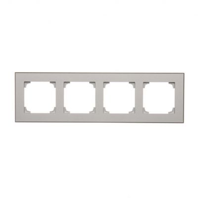 Simon 55 Ramka poczwórna 4-krotna DUO Aluminium podstawa czarna TRD4.149/143 KONTAKT (TRD4.149/143)