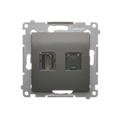 Simon 54 Gniazdo HDMI + RJ45 kat.6. antracyt DGHRJ45.01/48 KONTAKT (DGHRJ45.01/48)