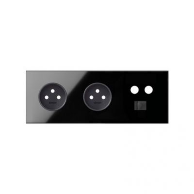 Simon 100 Panel 3-krotny: 2 gniazda + 1 TV + 1 RJ45 czarny 10020316-138 KONTAKT (10020316-138)
