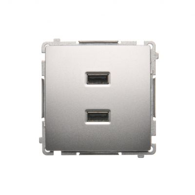 Simon Basic Ładowarka 2 x USB 2.1 A 5V DC 230V srebrny mat BMC2USB.01/43 KONTAKT (BMC2USB.01/43)