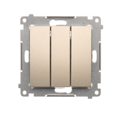 Simon 54 Przycisk potrójny z podświetleniem LED 10A 250V szybkozłączka złoty mat DP31L.01/44 KONTAKT (DP31L.01/44)