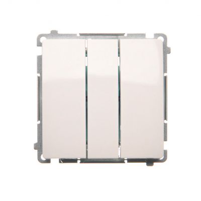 Simon Basic Przycisk potrójny z podświetleniem LED 10A 250V szybkozłączka biały BMP31L.01/11 KONTAKT (BMP31L.01/11)