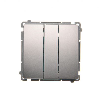 Simon Basic Przycisk potrójny z podświetleniem LED 10A 250V szybkozłączka srebrny mat BMP31L.01/43 KONTAKT (BMP31L.01/43)