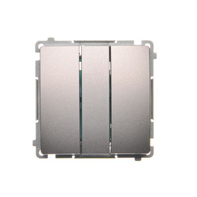 Simon Basic Przycisk potrójny z podświetleniem LED 10A 250V szybkozłączka stal inox BMP31L.01/21 KONTAKT (BMP31L.01/21)