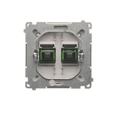 Simon Basic Gniazdo światłowodowe / optyczne podwójne SC/APC stal inox BMGS2.01/21 KONTAKT (BMGS2.01/21)