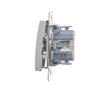 Simon 54 Łącznik schodowy bez piktogramu 10A 250V szybkozłączka srebrny mat DW6.01/X/43 KONTAKT (DW6.01/X/43)
