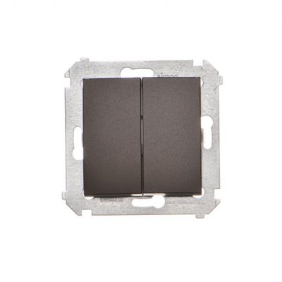 Simon 54 Łącznik schodowy podwójny z podświetleniem bez piktogramu 10A 250V zaciski śrubowe brąz mat DW6/2L.01/X/46 KONTAKT (DW6/2L.01/X/46)