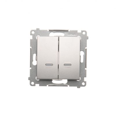Simon 54 Łącznik krzyżowy podwójny z podświetleniem bez piktogramu 10A 250V szybkozłączka srebrny mat DW7/2L.01/X/43 KONTAKT (DW7/2L.01/X/43)