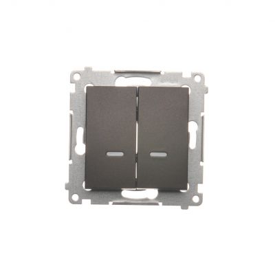 Simon 54 Łącznik krzyżowy podwójny z podświetleniem bez piktogramu 10A 250V szybkozłączka brąz mat DW7/2L.01/X/46 KONTAKT (DW7/2L.01/X/46)