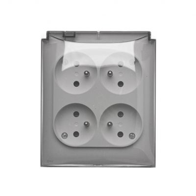 Simon Aquaclick Gniazdo wtyczkowe IP44 poczwórne 4-krotne z uziemieniem klapka transparentna z przesłonami torów prądowych 16A 250 V~ szybkozłącza, biały ACGZ4CZ/11A KONTAKT (ACGZ4CZ/11A)