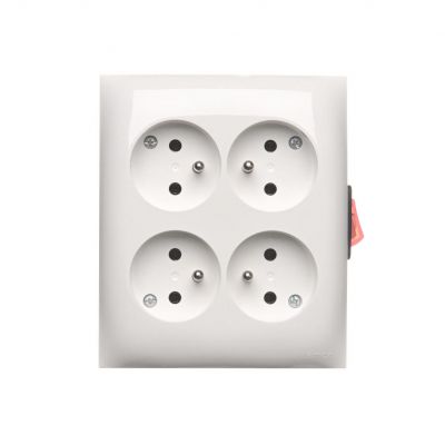 Simon Aquaclick Gniazdo wtyczkowe IP20 poczwórne 4-krotne z uziemieniem z wbudowanym wyłącznikiem 16A 250 V~ zaciski śrubowe, biały ACGZN4W1/11 KONTAKT (ACGZN4W1/11)