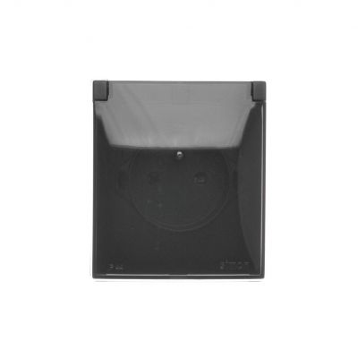 Simon Aquaclick Gniazdo wtyczkowe IP44 pojedyncze z uziemieniem klapka transparentna z przesłonami torów prądowych 16A 250 V~ szybkozłącza, czarny ACGZ1CZ/49A KONTAKT (ACGZ1CZ/49A)