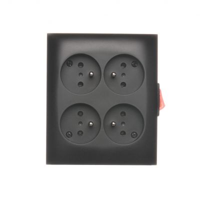 Simon Aquaclick Gniazdo wtyczkowe IP20 poczwórne 4-krotne z uziemieniem z wbudowanym wyłącznikiem 16A 250 V~ zaciski śrubowe, czarny ACGZN4W1/49 KONTAKT (ACGZN4W1/49)