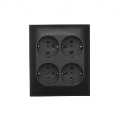 Simon Aquaclick Gniazdo wtyczkowe IP20 Schuko poczwórne 4-krotne z przesłonami torów prądowych 16A 250 V~ szybkozłącza, czarny ACGSZN4CZ/49 KONTAKT (ACGSZN4CZ/49)